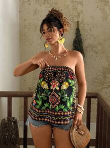 Travachic Plus Size Women Vacation Casual Bandeau Top