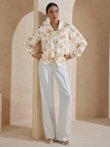 Graceveil Elegant Floral All-Over Print Decorated Shirt - Multicolor - View 6