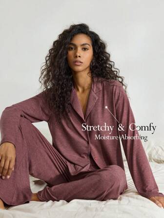 Ocili Leisure Women's Soft Fleece Collar Fluffy Pajama Set, Long Sleeve Top & Long Pants, Floral Gray Holiday Season  Cozy And Elegant Details, Fall Winter Clothes