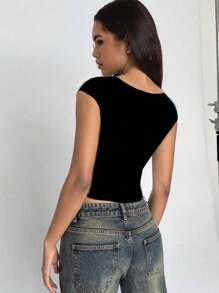 Siren Gaze Áo thun in hoa tối giản màu xanh dành cho nữ, phù hợp cho mùa hè, bãi biển, trở lại trường, kỳ nghỉ xuân - Nhiều màu - Xem 2