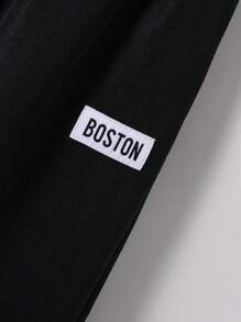 SHEIN 3 chiếc Tween Boy Áo vest đen có mũ, quần và áo phông trắng Bộ trang phục thường ngày - màu đen - Xem 5