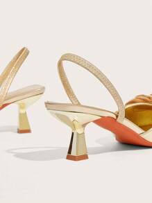 CUCCOO TILAWA 女士时尚金色 3D 花卉装饰尖头平底舒适鞋，适合约会、派对、婚礼、度假等场合 - 金色 - 查看 11