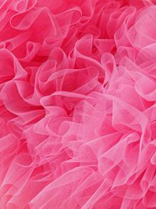 Rometta Đầm midi lưới bồng bềnh cổ chữ V thanh lịch, rộng rãi, không tay, dáng rộng cỡ lớn dành cho nữ, váy đi biển mùa xuân hè - Màu Hồng Tươi - Xem 5