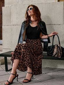 Solivie Casual Leopard Printed Splice Sleeveless Dress Fall Women Outfits,Summer Dresses For Women Summer Dresses For Women Spring Outfit Women Going Out Tops For Women Vacation Outfits Women Leopard Print - Black - View 11