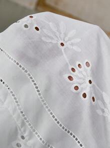 SHEIN Clasi 無袖露背刺繡後背鑽扣領襯衫