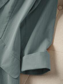 Franclia 女式纯色翻领单扣休闲西装外套 - 深灰色 - 查看 4