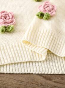 LMoss Kids Gestrickter Kardigan mit 3D-Blumen für Kleine Mädchen, Lässig leook