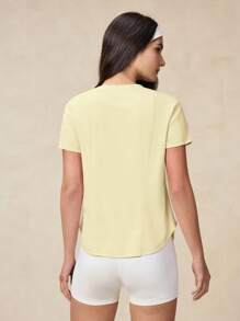 OutZeal SunProof UPF50+ 清凉防晒弧形下摆圆领T恤（女款） - 黃色 - 查看 8