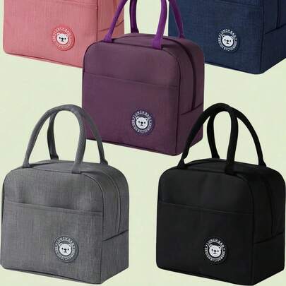 1pc Leakproof Thick Aluminum Foil Insulated Reusable Bear Print Lunch Tote Bag For Work School Teachers Outdoor Picnic Camping Travel - Gift For Women Men Teachers Day Birthday Holiday Presents Cooler Bag Portable Lunchbox Container