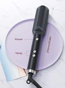 JMMO 2-In-1 Electric Hair Straightener Brush Hot Comb, Adjustment Heat Styling Curler, Anti-Scald Comb, Styling Tool For Long-Lasting Curls And Straight Hair-UK Plug - Black - View 4