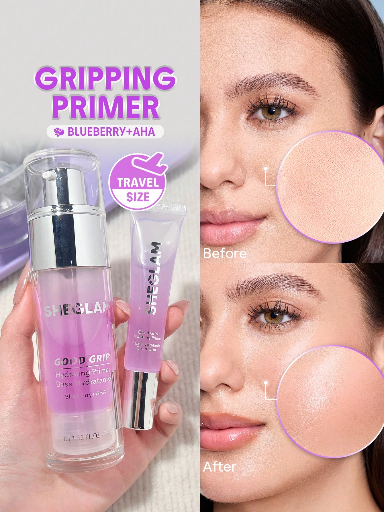 SHEGLAM Good Grip برايمر مرطب-Blueberry+Aha-حجم السفر