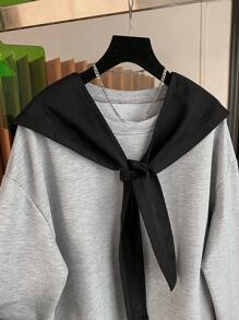 INAWLY 女士简约时尚休闲日常卫衣，适合毕业季、返校季、毕业典礼、教师节等场合，秋季返校套头卫衣 - 灰色 - 查看 3