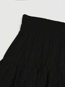 SHEIN LUNE Plus Size Holidaya Paperbag Waist Ruffle Hem Wide Leg Shorts