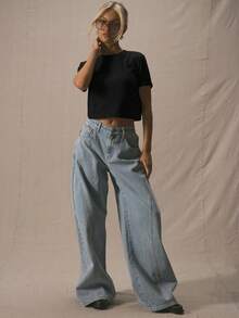 MUSERA 宽松圆领短袖T恤，可爱休闲度假风，90年代复古基础款，返校必备，优雅春季款