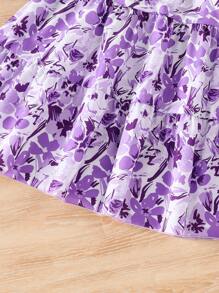 Tween Girls 2pcs Printed Crop Top And Mini Skirt Set - Purple - View 6