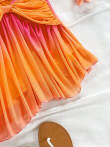 Soleia 度假浪漫渐变落日镂空百褶连衣裙 - 彩色 - 查看 6