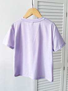 Tween Girls Cute 3D Bow Decor T-Shirt, Versatile Casual Daily Wear For Any Occasion Lilac Teen Shirt Girls Casual Short Sleeve T-Shirt Girls Lace Bow T-Shirt Lavender Tee Purple Girls Tee