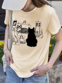 INAWLY 猫画廊 T 恤，这就是艺术，这就是艺术家猫衬衫艺术猫图案 T 恤，适合猫爱好者，可爱猫咪印花短袖圆领 T 恤女士