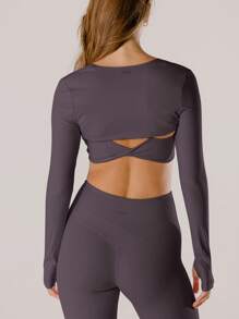 Aralina Leisurewear Crop Active Shrug With Thumb Detail And Bag