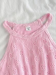 SHEIN Vestido de camisola de alta qualidade com alças finas e alças finas, moda verão para meninas, adequado para férias na praia, encontros ao ar livre, compras e outras roupas do dia a dia - Rosa - Ver 6