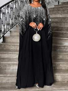 Fleurora 春夏优雅派对鸡尾酒会音乐会/音乐节彩色编织圆领舞会礼服单件袖长短袖大码连衣裙生日和活动连衣裙节日大码夏装女装夏季节日服装女士节日服装女士夏装女士夏季服装女士夏季连衣裙 - 銀色 - 查看 1