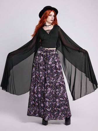 EDITION Damen Gothik-Stil Ballonärmel Bluse mit Schleife, Sommer