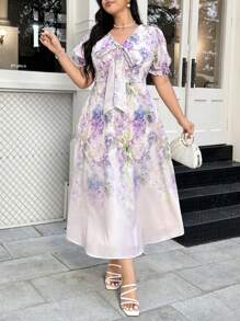 Modelyn Plus Size Short Sleeve Summer Dress, Fashion - Multicolor - View 4