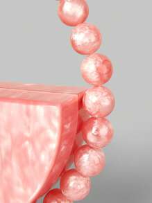 Ontre Bolso de mano de unicolor con conexión de cuentas de moda para mujer