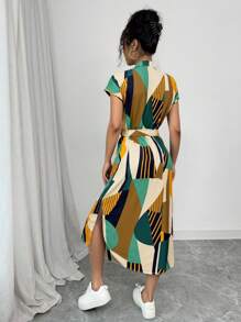 Breezaya Romantic Elegant Graduation Concert Outfit Business Casual Old Money Style Anouk Yve Aura Quiet Style Commuter Blue Striped Shirt Dress Short Sleeves Pocket Bow Slits 2025 Spring And Summer Vacation And Leisure Home New Long Dress - Multicolor - View 2