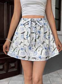 Chiquease Falda regular estampada de estilo francés elegante, de tejido, nueva para el verano, para mujeres - Multicolor - Ver 5