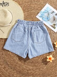 Soleia 女式高腰休闲牛仔短裤，蓝色 - 淺色水洗藍 - 查看 8