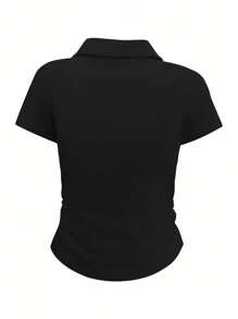 SHEIN EZwear Women's Casual Versatile Simple Bow Print Short Sleeve T-Shirt