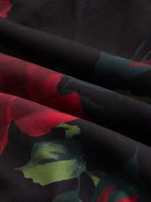 SHEIN MOD 复古印花泡泡袖长裙，搭配精致荷叶边和抽绳，下摆长度可调，华丽宫廷风，适合约会、派对、节日、茶会、生日等场合穿着 - 彩色 - 查看 6