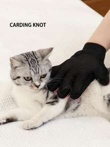 1pc Pet De-Shedding Glove, Five-Finger Grooming Brush For Cat And Dog, Pet Cleaning Supplies - Pink - View 3