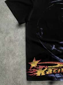 Manfinity ZONE917 复古宽松街头风格太空救援宇航员印花圆领T恤 - 黑色 - 查看 4