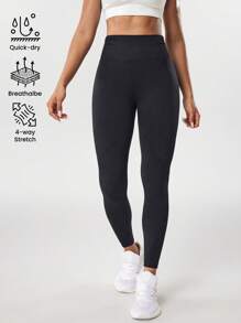 SHEIN Sports 纯色高腰紧身瑜伽裤，适合健身穿着