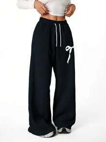 Tween Girl Loose Straight Butterfly Graphic Sweatpants Fall Winter