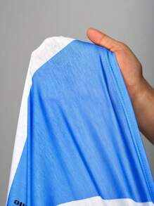 Slaydiva 2025 New Summer Casual Street Sports Style Retro College POLO Collar Lapel Half-Open Placket Drop Shoulder Short Sleeve Blue And White Print SEA Star Slogan Logo Print Women's T-Shirt-A