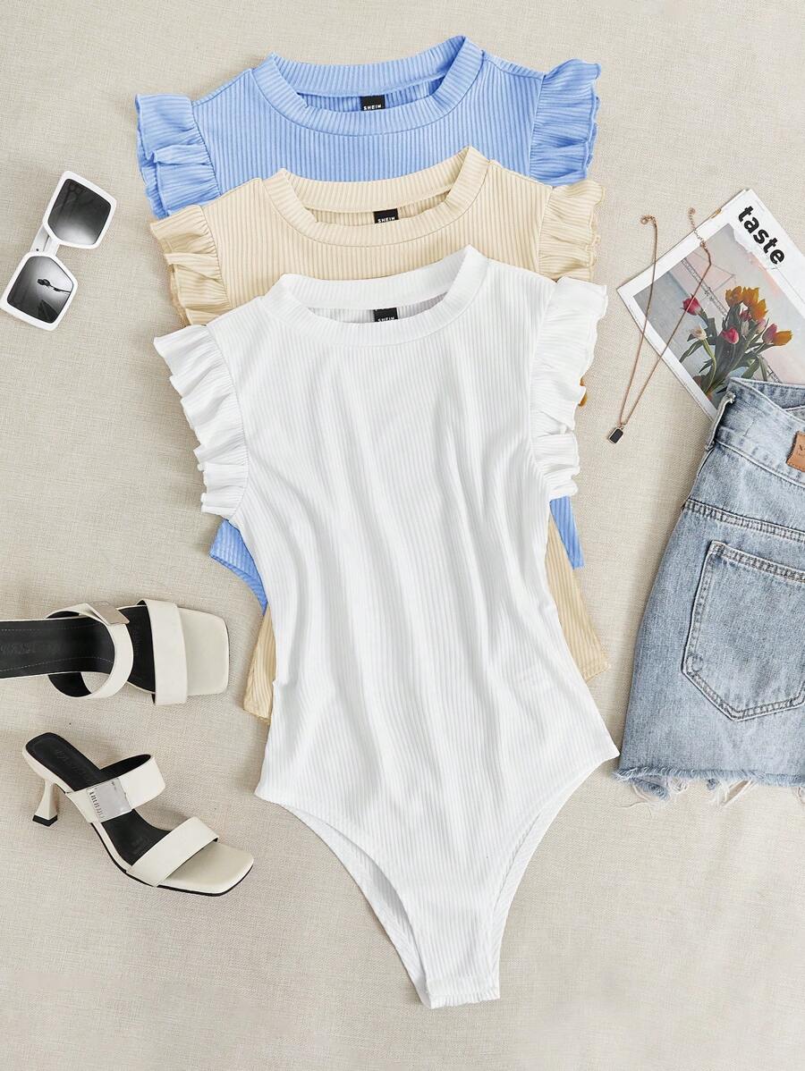 Zolique 女士纯色无袖圆领时尚紧身衣，适合夏季 - 彩色 - 查看 1