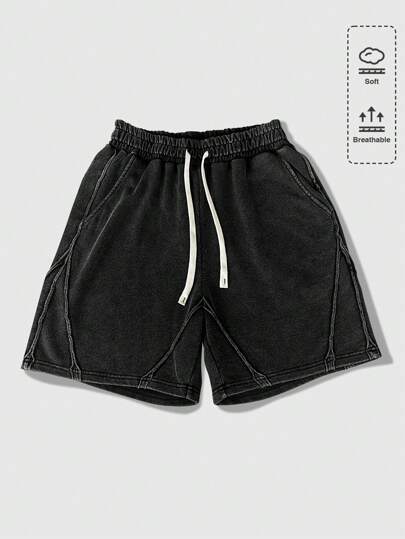 Grunge Punk Men's Drawstring Waist Fashion Shorts, Suitable For Summer