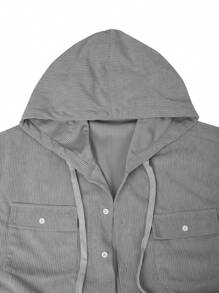Manfinity Homme Chemise à capuche pour homme de couleur unie, à manches longues, à simple boutonnage avec poche