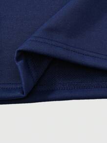 SHEIN 2 pezzi/set Completo estivo da bambini 8-12 anni, maniche corte bicolore blu e bianco - Blu - Visualizzare 3