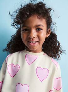 Maija Kids Maija Kids Young Girls' Loose Fit Round Neck Long Sleeve Heart Pattern Back To School Casual Sweatshirt,In Fall/Winter - Multicolor - View 4