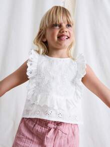 Maija Kids Maija Kids Young Girl Tie-Dye Embroidered Ruffle Collar Fashion Blouse