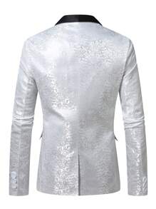 Manfinity Bizformal Men's Party Occasion Jacquard Shawl Collar Long Sleeve Suit Jacket, Old Money Style - White - View 2