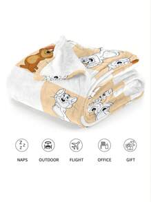 TOM & JERRY X SHEIN 1PC Cartoon Pattern Plush Nap Blanket - Ultra Soft Fluffy Fleece Throw For Sofa, Office & Bed, Warm Cozy Lightweight Blanket For Adults, Travel & Home Decor - White - View 5