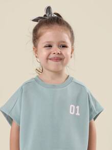 SUMWON Future Icon Boxy Crop Top And Shorts Co-Ord Set Girls Athletic Two Piece Outfit Sporty Summer Kids Wear - Green - View 5