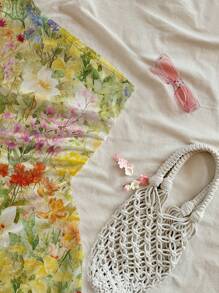 Soleia Vestido mini asimétrico sin mangas con estampado floral colorido para mujer