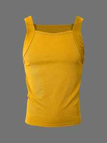 Manfinity Dauomo Men's Solid Color Ribbed Slim Fit Casual Tank Top