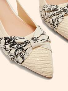 CUCCOO BASICS Pointed Toe Flat Slip-On Ribbon Bow White Commuting Comfortable Breathable Office Women's Flat Loafers